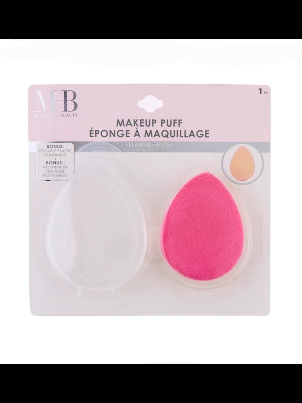 Must Have Beauty Makeup Puff With Plastic Container BNIB